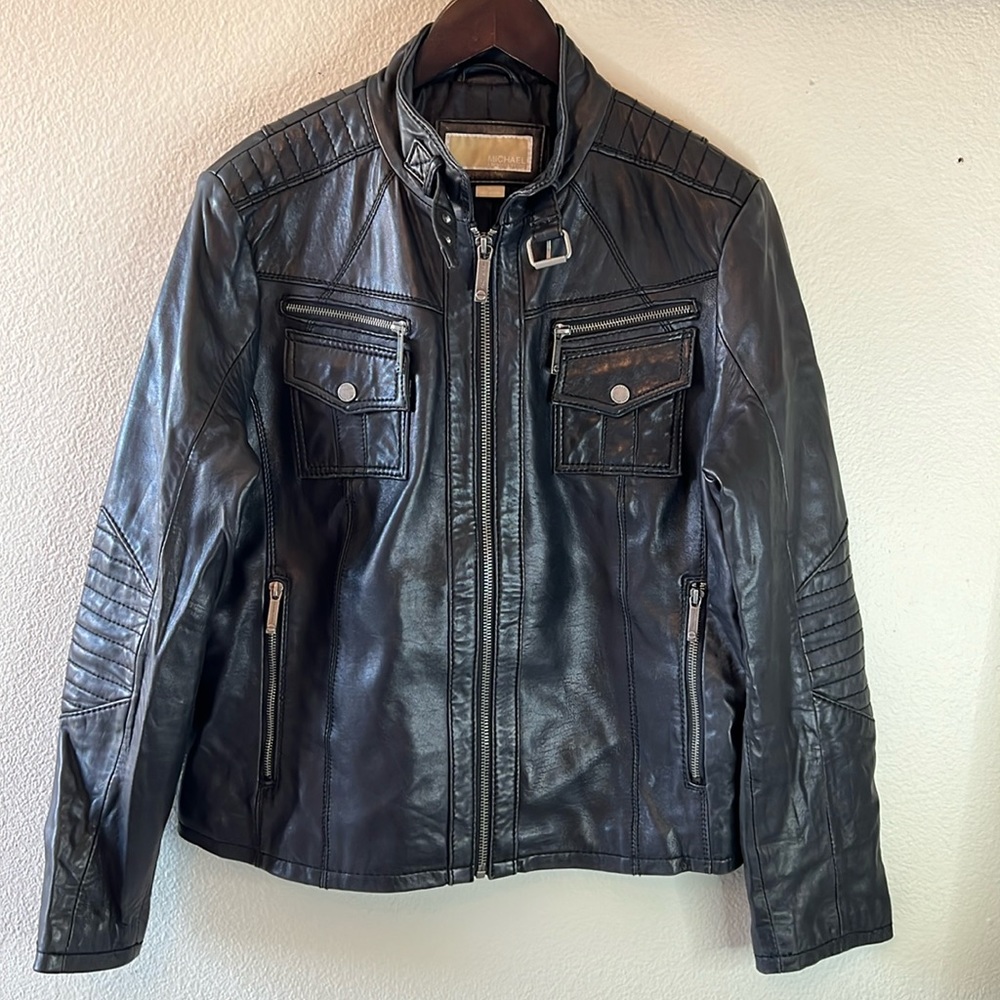 Michael Kors leather jacket black